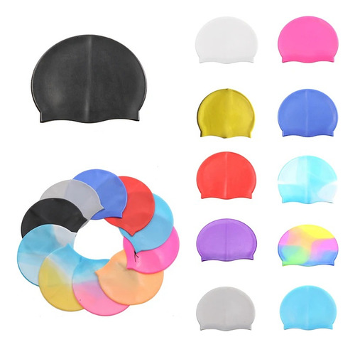 Gorro Natación Silicona Estándar Diseños Colores Con Estuche