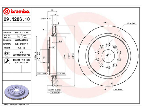 Par Discos Brembo Chevrolet Camaro Ls 2010-2015 Trasero