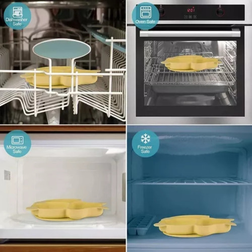 Set De Cubiertos Para Bebés Silicona Plato Antideslizante