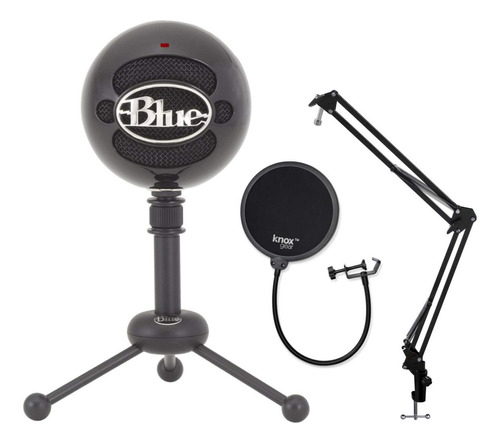 Blue Micros Paquete De Micrófono Usb Snowball (negro Brill.