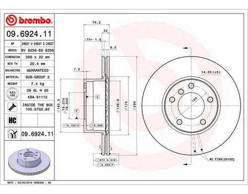 Disco Ventilado Del Izq/der Bmw 525i 01 Al 03 Brembo