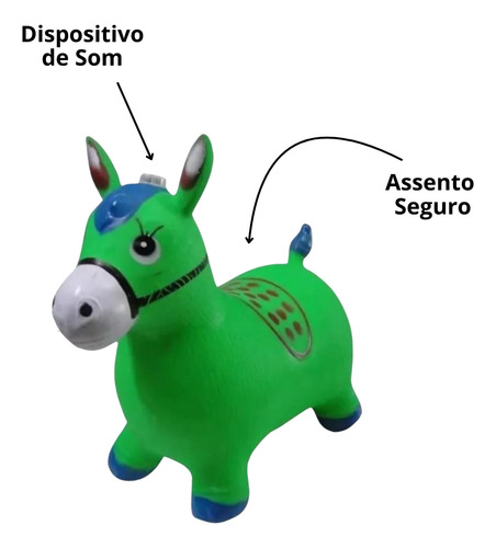 Cavalinho Upa Upa Verde Pula Pula Inflavel E Com Som