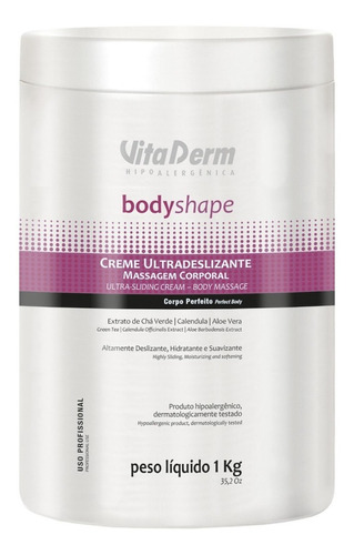 Creme Para Corpo Vita Derm Body Shape Ultradeslizante Corporal En Pote De 1000ml/1000g