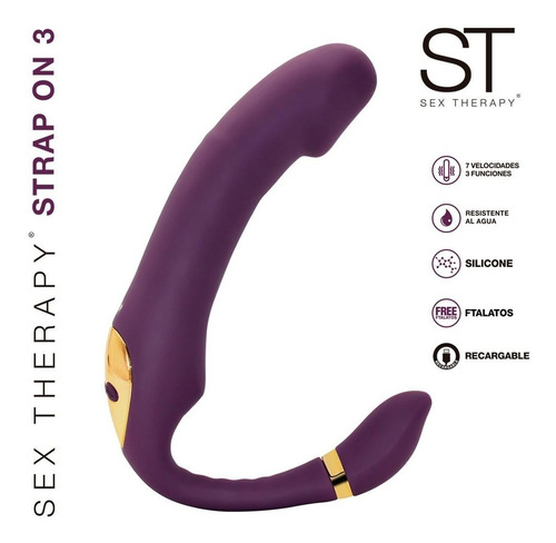 Imagen 1 de 4 de St Strap On 3 Consolador Vibrador Oscilante Con Calor Usb