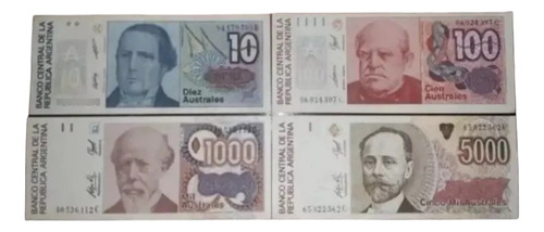 4 Billetes Australes Sin Circular