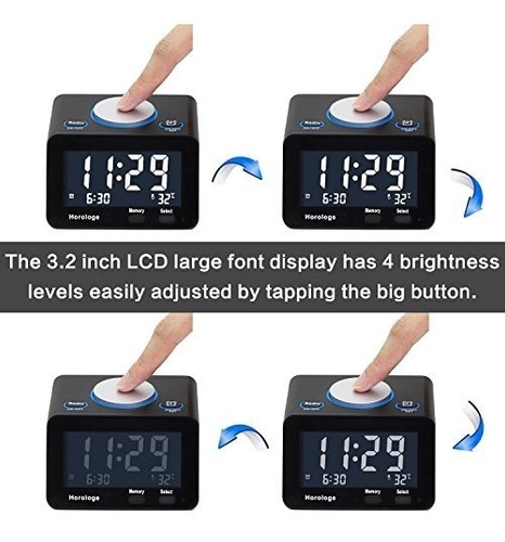 Imagen 4 de 6 de Reloj Despertador Usb, Radio Despertador Digital Con Puerto