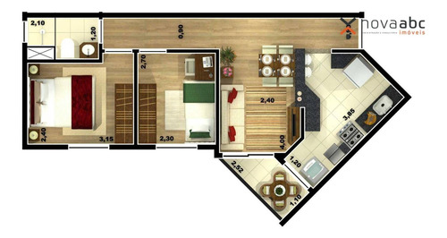 Apartamento Mobiliado Com 2 Dormitórios À Venda, 48 M² Por R$ 295.000 - Parque Das Nações - Santo André/sp - Ap1624