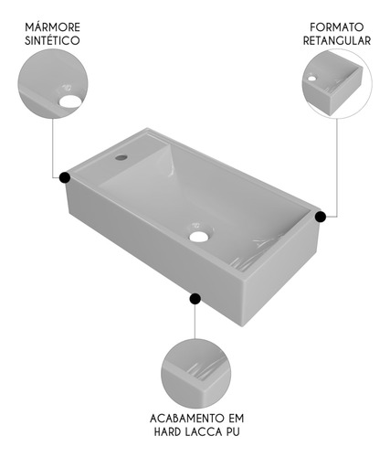 Cuba Pia De Apoio Para Banheiro Retangular 54cm Alva C08 Cin