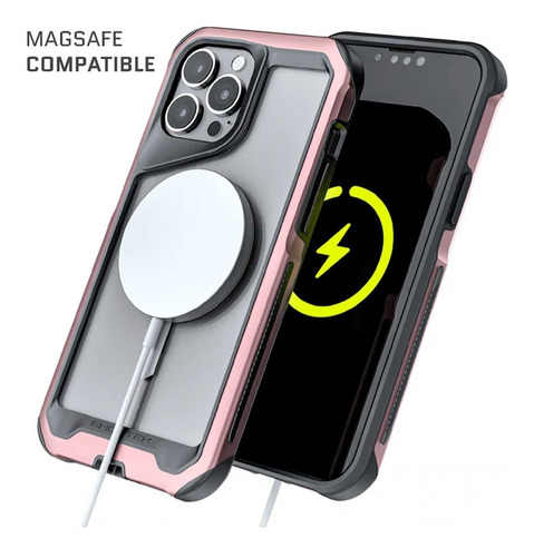 . Funda Ghostek Atomic Para iPhone 13 Pro Max Rosa Aluminio
