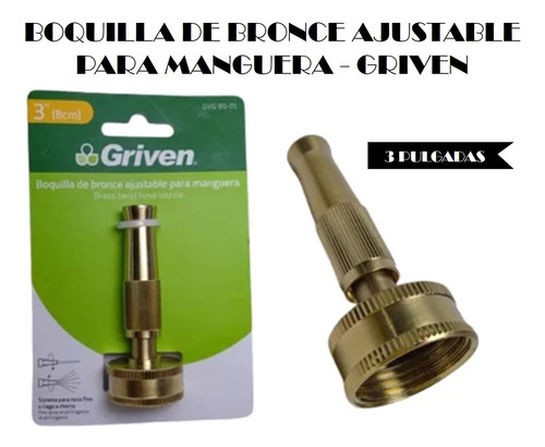 Boquilla De Bronce Ajustable Para Manguera 3pul - Griven