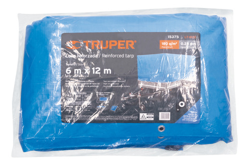 Lona Azul Reforzada De 6 X 12 M, Truper 15375
