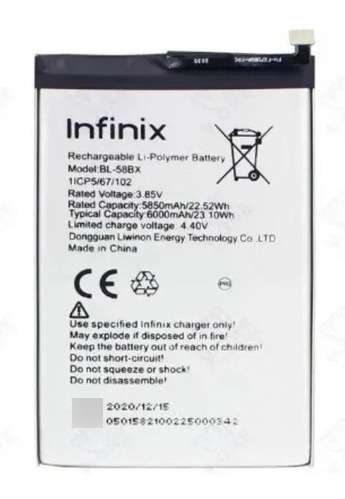 Batería Pila Para Infinix Hot 9 Play 6000 Mah Bl-58bx