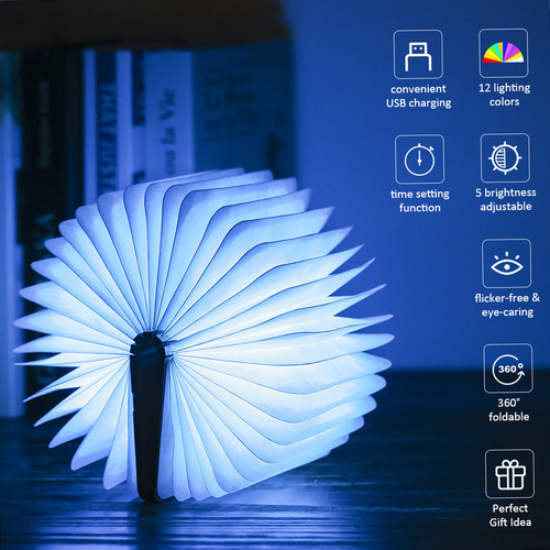 Lámpara De Lectura Mood Colors Plegable Para Libros De 360°