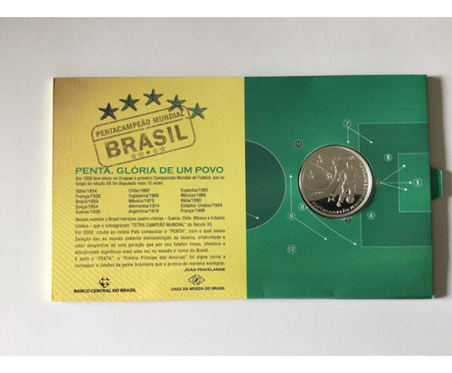 Brasil Moeda Comemorativa Prata Penta Campeão Futebol  2002