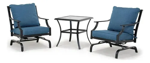 Juego De 3 Muebles Para Patio Sillas Mecedor Azul Grand Pa | Meses sin ...