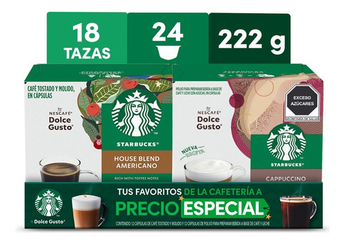 Cápsulas de Café Starbucks Americano+Cappuccino 24 cápsulas