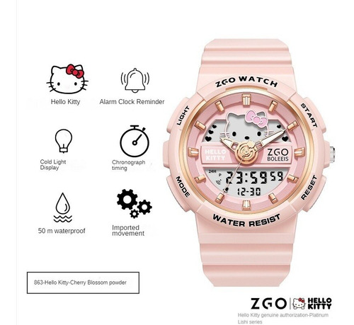 Reloj Sanrio Hello Kitty Cinnamoroll Luminoso Y Resistente A