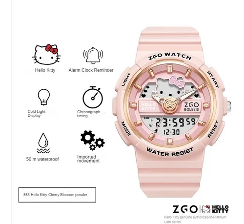 Reloj infantil Cherry Blossom rosa, reloj infantil resistente al