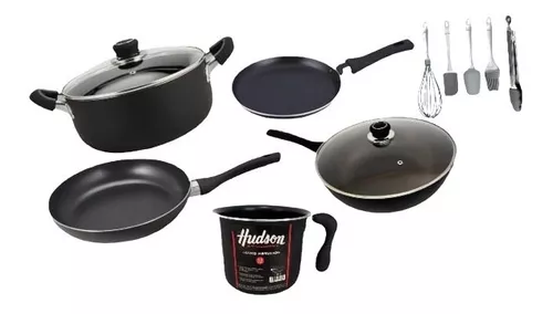 Set De Cocina De Teflón Hudson Cobre Olla Cacerola Y Sartén