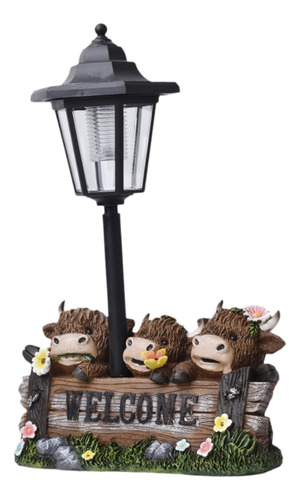 Estatua De Vacas De Jardín Solar Light Resin Sculpture