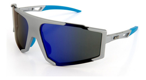 Óculos De Sol Hupi Force Prata/azul - Lente Azul Espelhado Cor Prata/Azul - Único