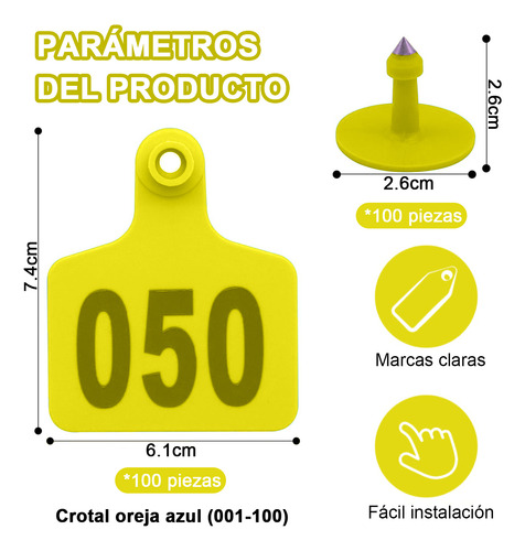 100pcs Arete Cabra Borrego Ganado Enumerado Láser Con Numero
