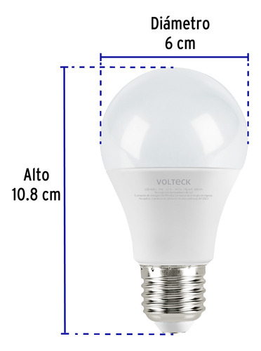 Lámpara Led Tipo Bulbo A19 9 W Luz Cálida Volteck 47547