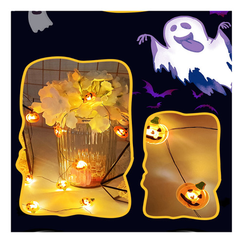 Serie De Luces 1m 10led Decoracion Halloween Calabazas