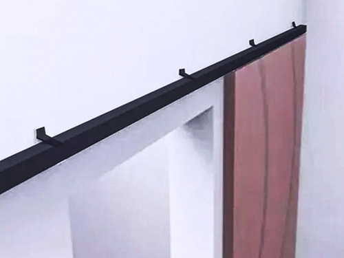 Kit P/ Porta D Correr 90cm Preto Trilho 1,8m Roldana Ferro