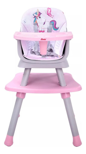 Silla Alta D'bebé Grow With Me 4en1 Unicornio Rosa Con Gris