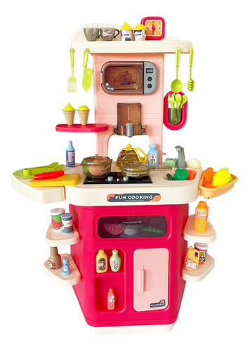 Cozinha Infantil Com Som Vapor Microondas Luz Bebedouro 88cm Cor Rosa