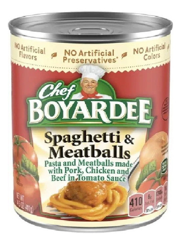 Spaghetti Con Albóndigas Chef Boyardee 411g 2 Latas