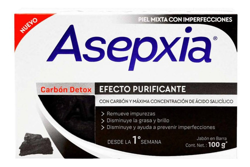 Asepxia jabón de carbón detox efecto purificante 100 g