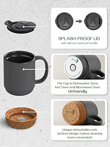 Tazas De Café Dowan, Juego De 2 Tazas De 15 Oz, Taza De Café