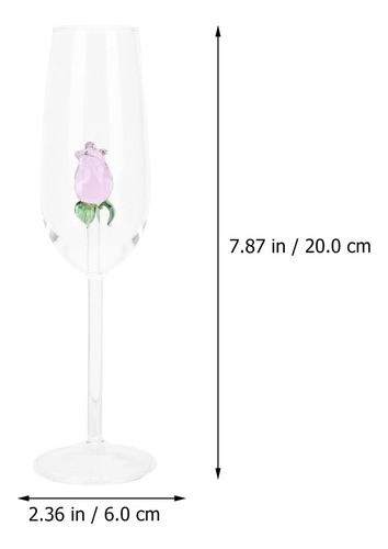 Doitool Copa De Vino Rosa, Copa De Vino De Flores De Cristal