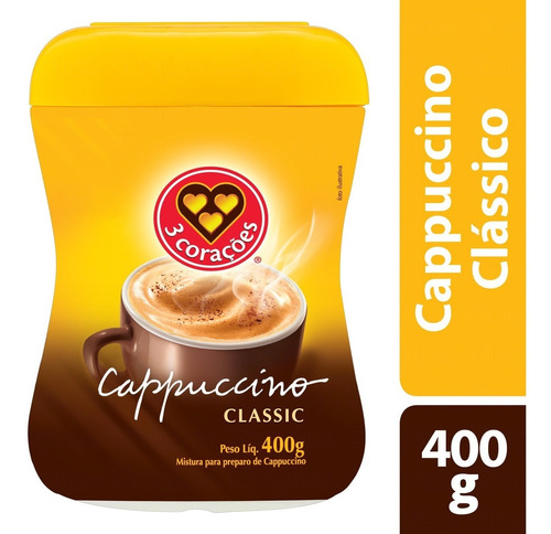 Cappuccino 3 Corações Classic Pote - 400g