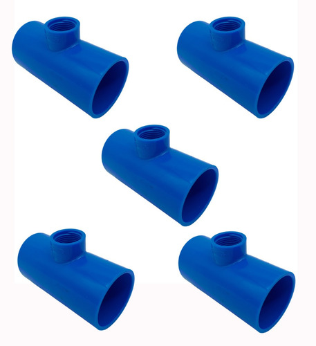 Conexão Tê 50mm X 3/4 Polegadas Pvc Azul Irrigação (5 Un)