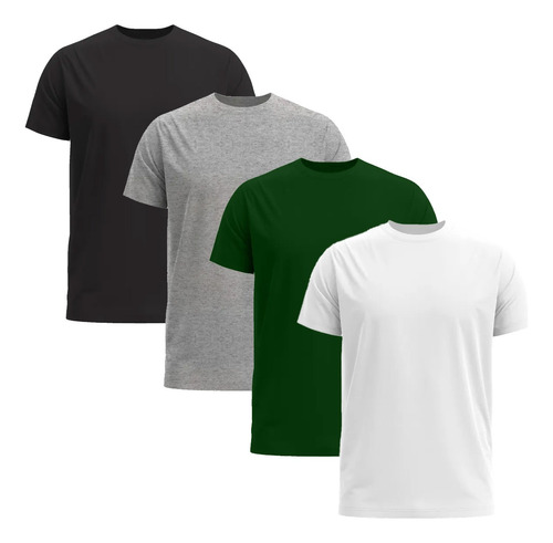 Kit Com 4 Camisetas Lisas Manga Curta Slim Fitness