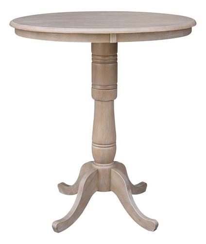 Mesa De Pedestal Redonda 36 Con 2 Taburetes Gris Desgastado