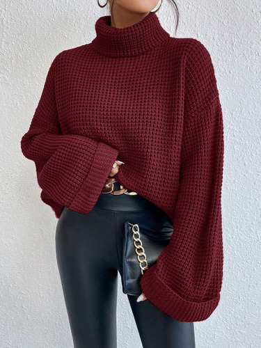 Sweater Polera Oversize Con Mangas Anchas Shein Importado