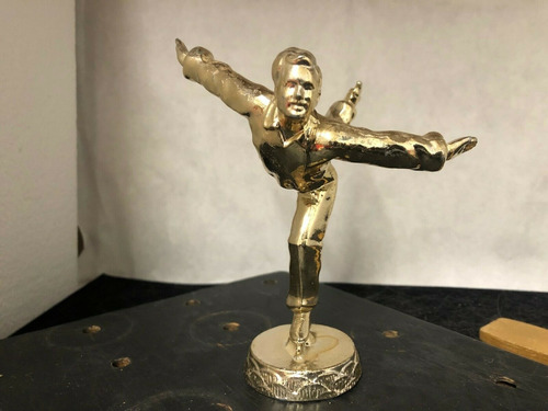 Vintage Gold Metal Male Ice Skater Trophy Topper Figure