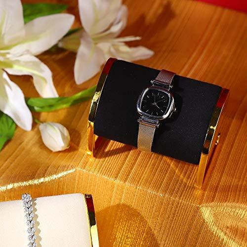 Soporte Exhibidor De Reloj Metal Dorado Y Terciopelo Negro