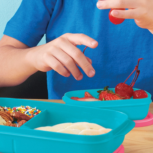 De Recipiente Con Divisiones Tupperware 2 Color Azul Acero