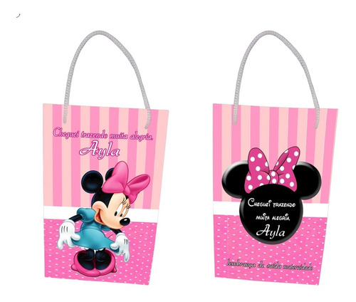 Kit Com 30 Sacolinhas Personalizada Minnie Rosa