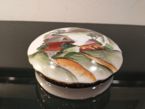 Antiguo Alhajero De Porcelana Tsuji Pintado A Mano