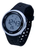 Comprar Relógios Masculinos Cronometro Digital A Prova D´agua Correia Da Cor Do Relógio Bisel Prata Fundo Cinza