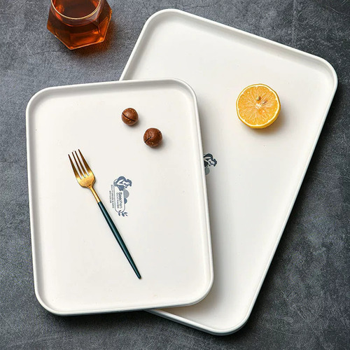Bandeja Servicio Charola Multiusos Melamina 22x31cm 2 Piezas Color Blanco