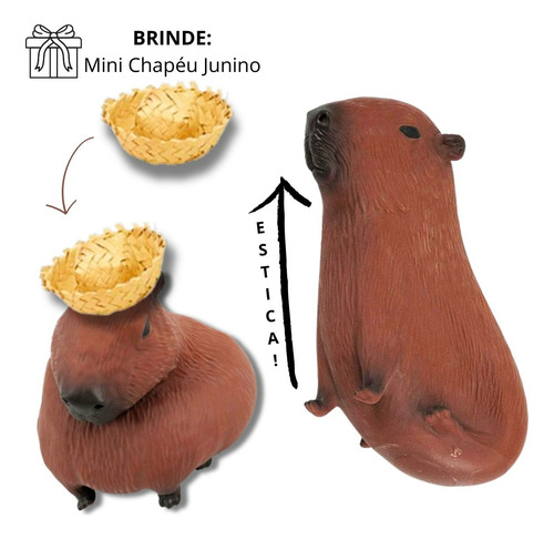 Capivara Borracha Anti Stress Estica Squishy Flexivel Brinde
