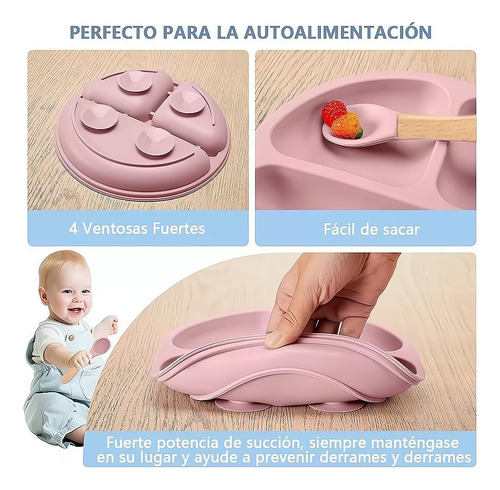Platos Y Cubiertos De Silicona Para Bebés Set De 8 Piezas Ro