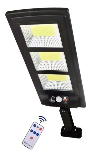 Lámpara solar con foco LED con control remoto, 300 W, color negro